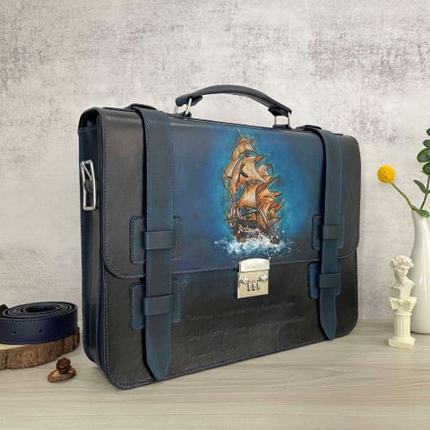  Cặp Da Thủ Công Homme Handcrafted-carved Briefcase - version Senza intoppi Cao Cấp 