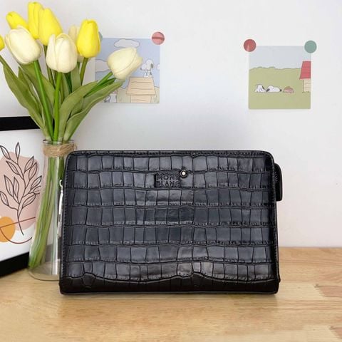  Handbag Cầm Tay MonBlanc Vân Da Cá Sấu Cao Cấp 