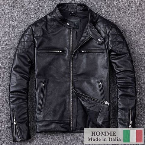  Áo khoác da Homme de Monaco - Leather Jacket Shoulder Padding for Men 