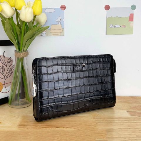  Handbag Cầm Tay MonBlanc Vân Da Cá Sấu Cao Cấp 