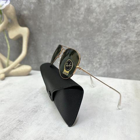  Mắt Kính Nam Ray-Ban Aviator Rose Gold Green Pilot Unisex Sunglasses Cao Cấp 
