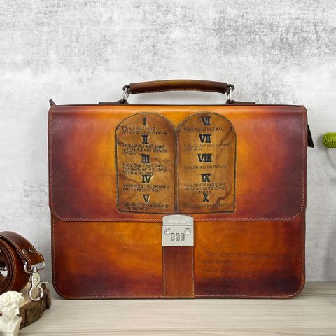  Cặp Da Thủ Công Homme Handcrafted-carved Briefcase - version Decalogue Cao Cấp 