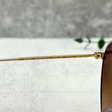  Mắt Kính Ray-Ban Round Metal Brown Gradient Unisex Sunglasses Cao Cấp 