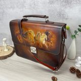  Cặp Da Thủ Công Homme Handcrafted-carved Briefcase - version Riuscito Cao Cấp 