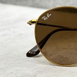  Mắt Kính Ray-Ban Round Metal Brown Gradient Unisex Sunglasses Cao Cấp 