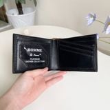  Ví da nam Homme Messina -Handmade shell cordovan black leather wallet 