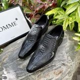  [HÀNG ORDER] Homme Crotone - Pointed Toe Loafers With Crocodile Pattern 