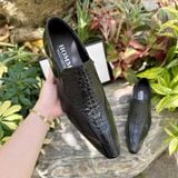  [HÀNG ORDER] Homme Crotone - Pointed Toe Loafers With Crocodile Pattern 