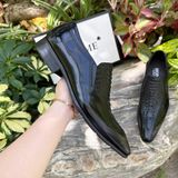  [HÀNG ORDER] Homme Crotone - Pointed Toe Loafers With Crocodile Pattern 