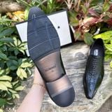  [HÀNG ORDER] Homme Crotone - Pointed Toe Loafers With Crocodile Pattern 