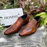  [HÀNG ORDER] Homme Crotone - Pointed Toe Loafers With Crocodile Pattern 