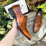  [HÀNG ORDER] Homme Crotone - Pointed Toe Loafers With Crocodile Pattern 