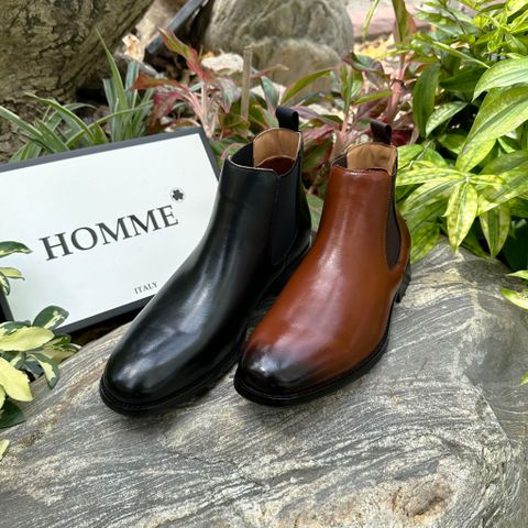  [HÀNG ORDER] Homme Chieti - Classic Italian Black/Brown Leather Boot 