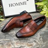 [HÀNG ORDER] Homme Taranto - Patina Loafer Leather Dress Shoes 