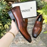  [HÀNG ORDER] Homme Taranto - Patina Loafer Leather Dress Shoes 