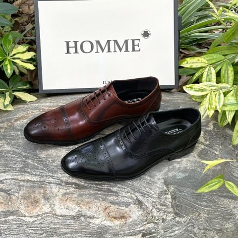  [HÀNG ORDER] Homme Bisceglie – Elegant Cap Toe Semi Brogue Oxford Shoes 