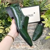  [HÀNG ORDER] Homme Crotone - Pointed Toe Loafers With Crocodile Pattern 