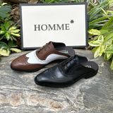  [HÀNG ORDER] Homme Ercolano - Classic Leather Brogue Mules for Men 