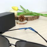  Mắt Kính MonBlanc Square Black Metal Frame Sunglasses 