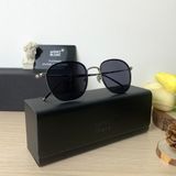  Mắt Kính MonBlanc Rectangular Sunglasses with Black and Silver-Colored Steel and Acetate Frame 