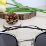  Mắt Kính MonBlanc Rectangular Sunglasses with Black and Silver-Colored Steel and Acetate Frame 