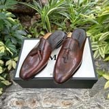  [HÀNG ORDER] Homme Biella - Classic Polished Leather Mules In Brown Calfskin 
