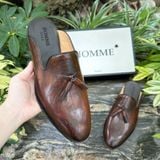  [HÀNG ORDER] Homme Biella - Classic Polished Leather Mules In Brown Calfskin 