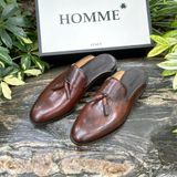  [HÀNG ORDER] Homme Biella - Classic Polished Leather Mules In Brown Calfskin 