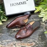  [HÀNG ORDER] Homme Biella - Classic Polished Leather Mules In Brown Calfskin 