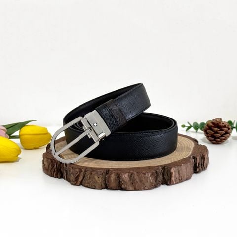  Dây Thắt Lưng Horseshoe Buckle Black/Brown 35MM Reversible Leather Belt 