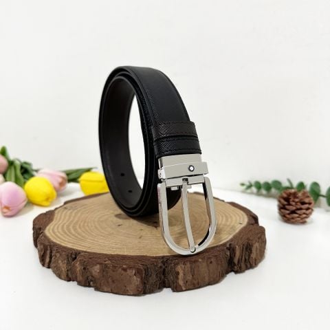  Dây Thắt Lưng Horseshoe Buckle Black/Brown 35MM Reversible Leather Belt 