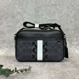  Túi Đeo Chéo Coach Graham Crossbody In Blocked Signature Canvas With Varsity Stripe 