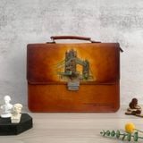  Cặp da điêu khắc Homme Handcrafted-carved Briefcase - version Tower Bridge, London 
