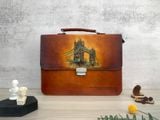  Cặp da điêu khắc Homme Handcrafted-carved Briefcase - version Tower Bridge, London 