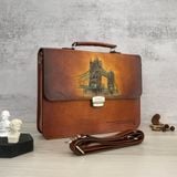  Cặp da điêu khắc Homme Handcrafted-carved Briefcase - version Tower Bridge, London 