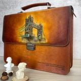  Cặp da điêu khắc Homme Handcrafted-carved Briefcase - version Tower Bridge, London 