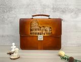  Cặp da điêu khắc Homme Handcrafted-carved Briefcase - version Colosseum, Rome 