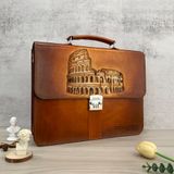  Cặp da điêu khắc Homme Handcrafted-carved Briefcase - version Colosseum, Rome 