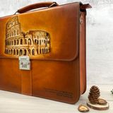  Cặp da điêu khắc Homme Handcrafted-carved Briefcase - version Colosseum, Rome 
