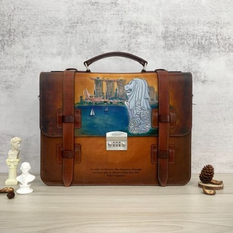 Cặp da điêu khắc Homme Handcrafted-carved Briefcase - version Singapore 
