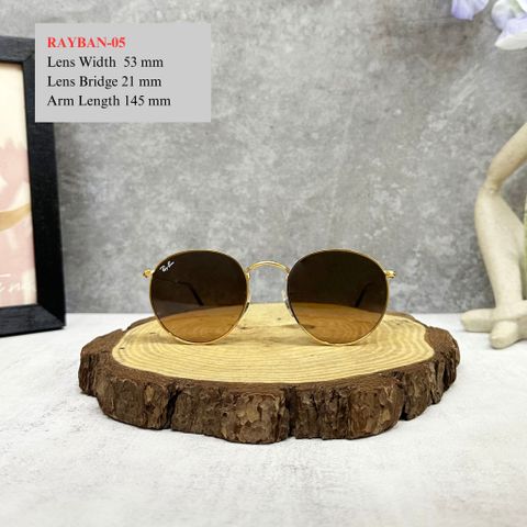  Mắt Kính Ray-Ban Round Metal Brown Gradient Unisex Sunglasses Cao Cấp 