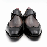  [HÀNG ORDER] Homme Gorizia Handcrafted Double Monk Straps - Square Toe, Patina Gray & Black Calf Leather 
