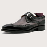  [HÀNG ORDER] Homme Gorizia Handcrafted Double Monk Straps - Square Toe, Patina Gray & Black Calf Leather 
