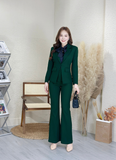  Bộ Áo Vest Nữ 1 Nút Vạt Vuông & Quần Loe 
