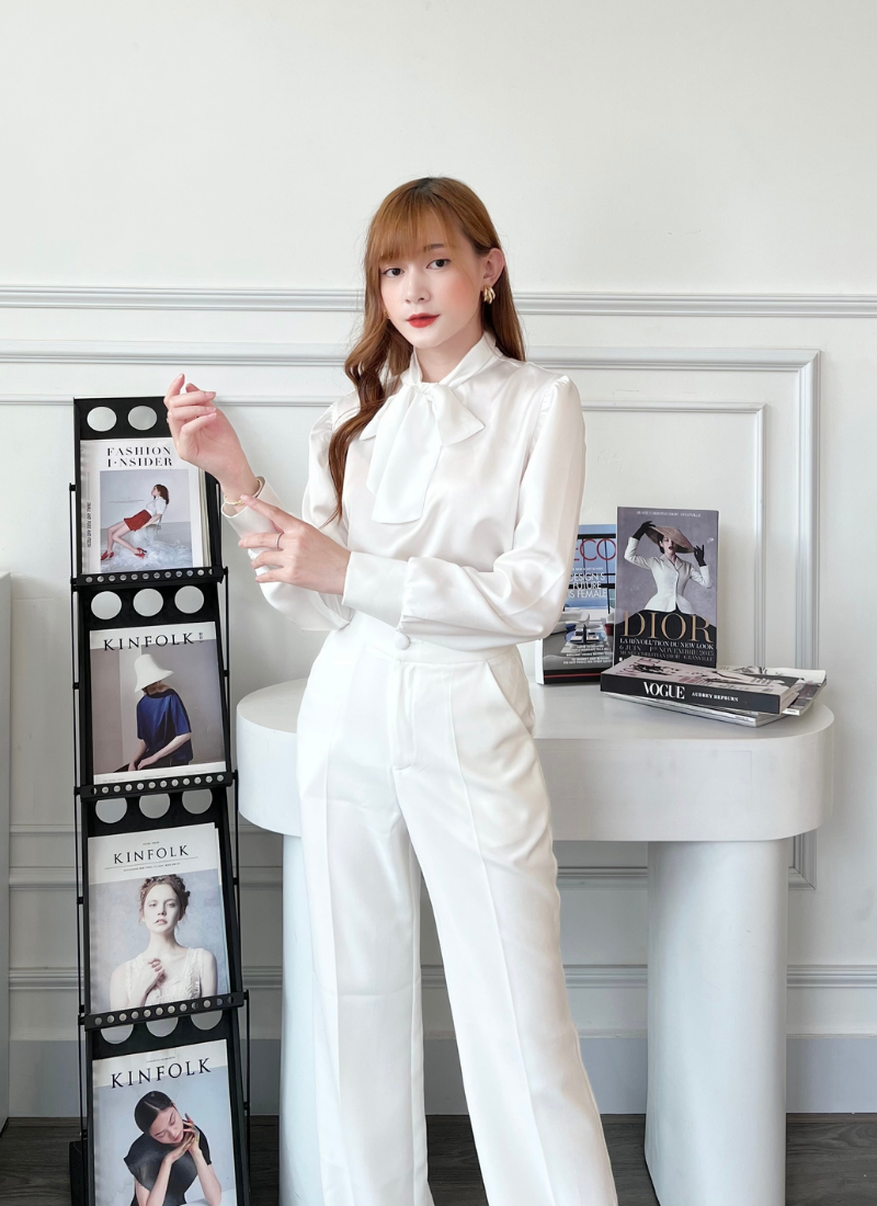  Áo Nơ Cổ Lụa Mango 