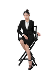  Bộ Áo Vest Nữ 1 Nút Vạt Vuông & Váy Bút Chì Đen 