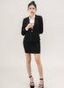 Áo Vest Nữ Ngắn 1 Nút & Váy Bố Linen Cao Cấp - Màu Đen