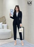  Bộ Áo Vest Nữ 2 Nút Vạt Tròn & Quần Ống Côn 