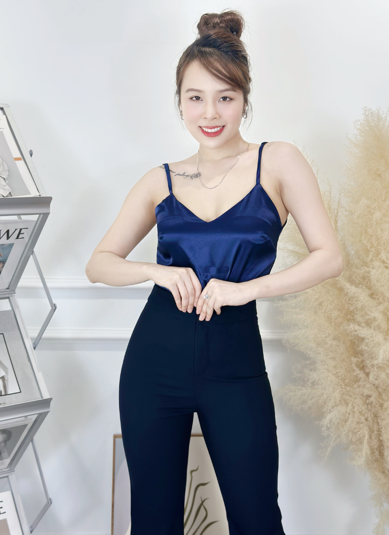  Áo 2 Dây Cổ Tim Lụa Mango 