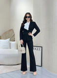  Bộ Áo Vest Nữ 1 Nút Vạt Vuông & Quần Loe 
